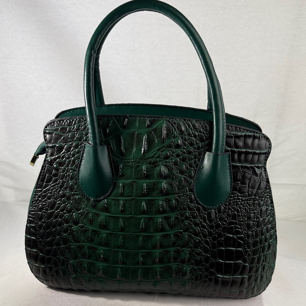Affordable Fashion Finds Dark Green Crocodile-Embossed Satchel